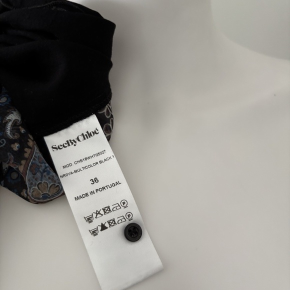 See By Chloe Blouse Long Sleeve Print Floral Brown / Black Sz 36 Authentic❤️ - Picture 4 of 6